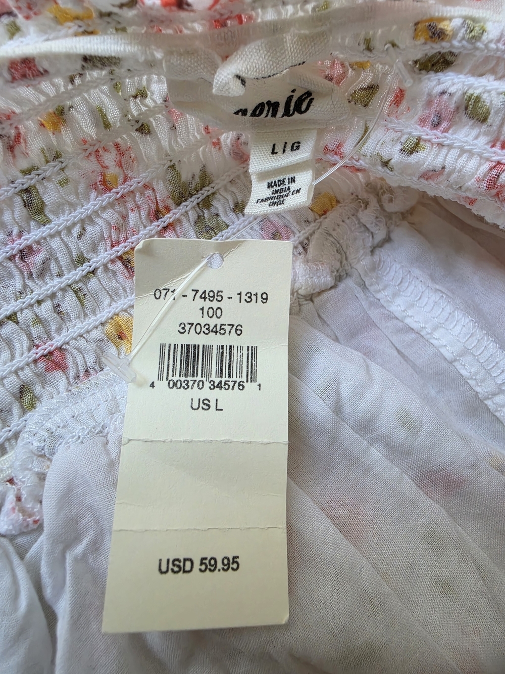 aerie White Floral Halter Mini Dress with Pink & Yellow Blossoms - Picture 3 of 6